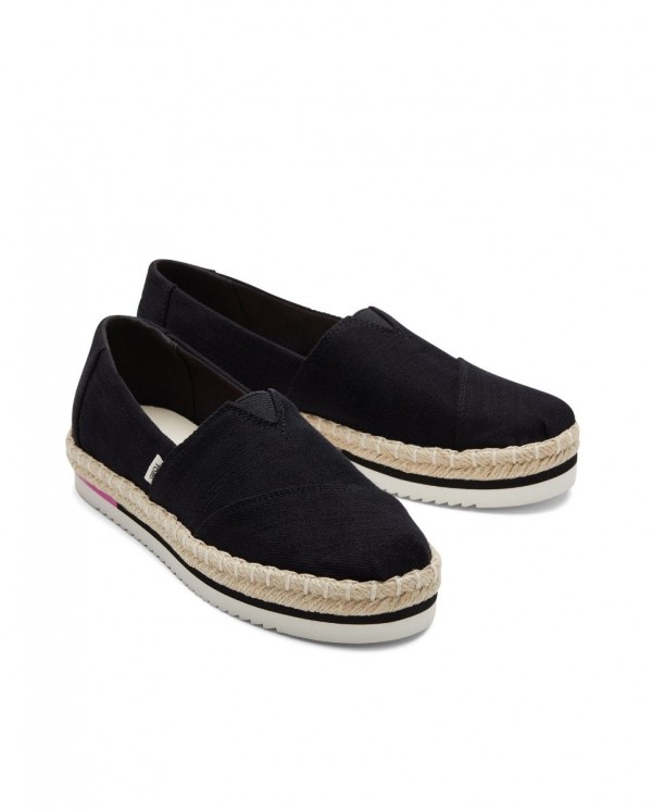 Alpargatas de mujer plataforma yute negro