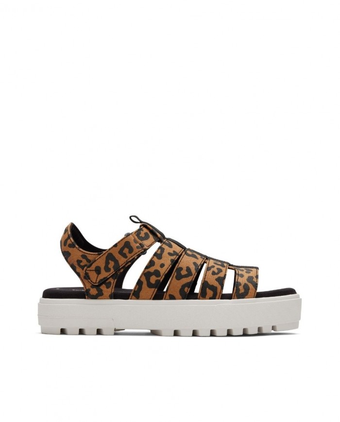 Sandalias de mujer lona leopardo