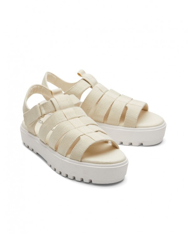 Sandalias de mujer sarga beige