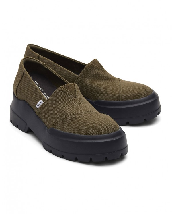 Alpargatas con tacón de mujer verde oliva