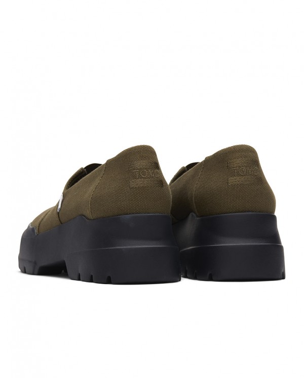 Alpargatas con tacón de mujer verde oliva