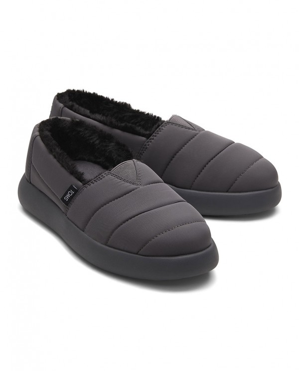 Zapatillas slip-on de mujer forrado de pelo gris
