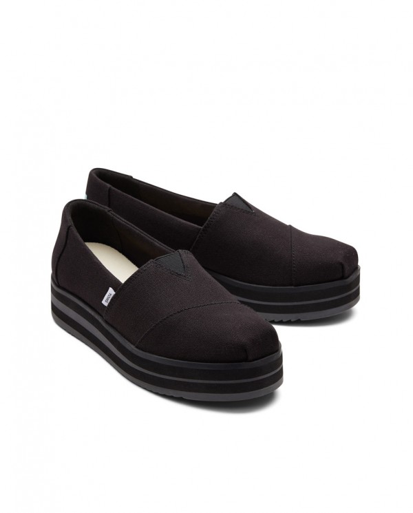 Alpargatas de mujer con plataforma negro