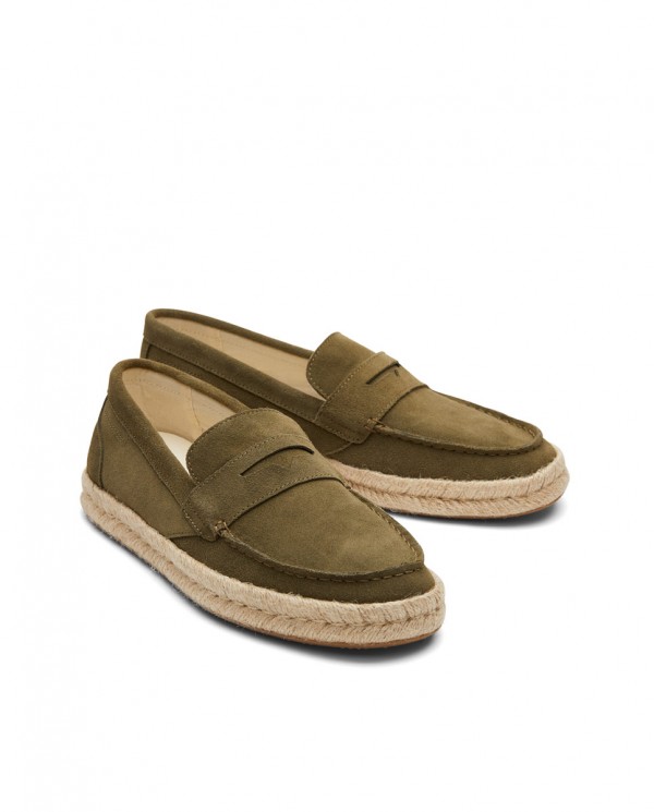 Alpargatas mocasines de hombre Stanford yute verde oliva
