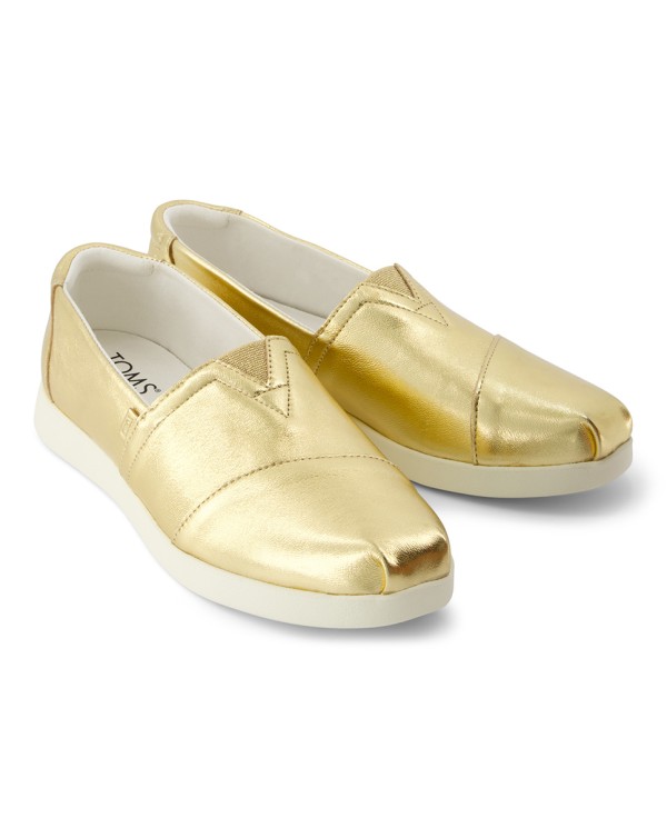 Alpargatas de mujer Plus piel napa metalizada oro