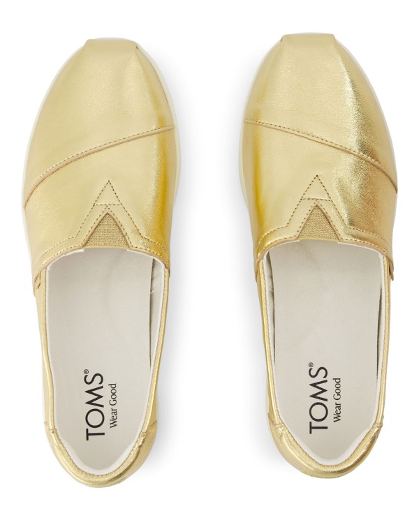 Alpargatas de mujer Plus piel napa metalizada oro