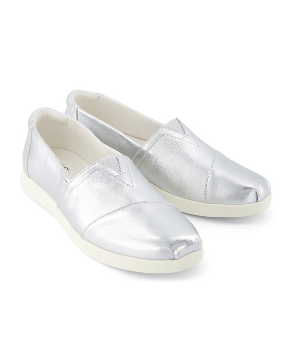 Alpargatas de mujer Plus piel napa metalizada plata