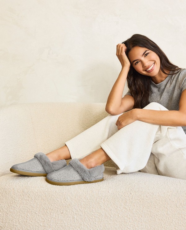 Zapatillas de casa de mujer Oslo espiga gris