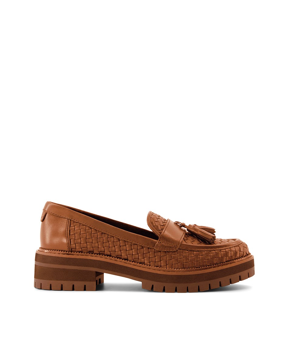 Mocasines de mujer Cara con borla marrón ámbar