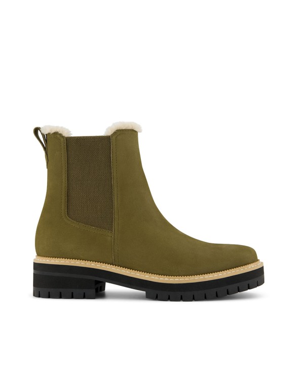 Botines de mujer Bennet resistente al agua pelo marrón roble verde oliva