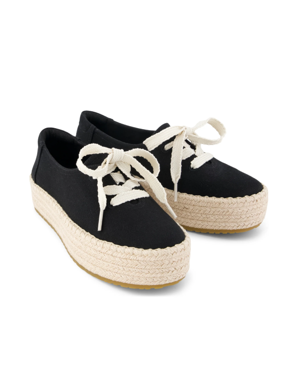 Alpargatas de mujer Valencia de plataforma con cordones negro