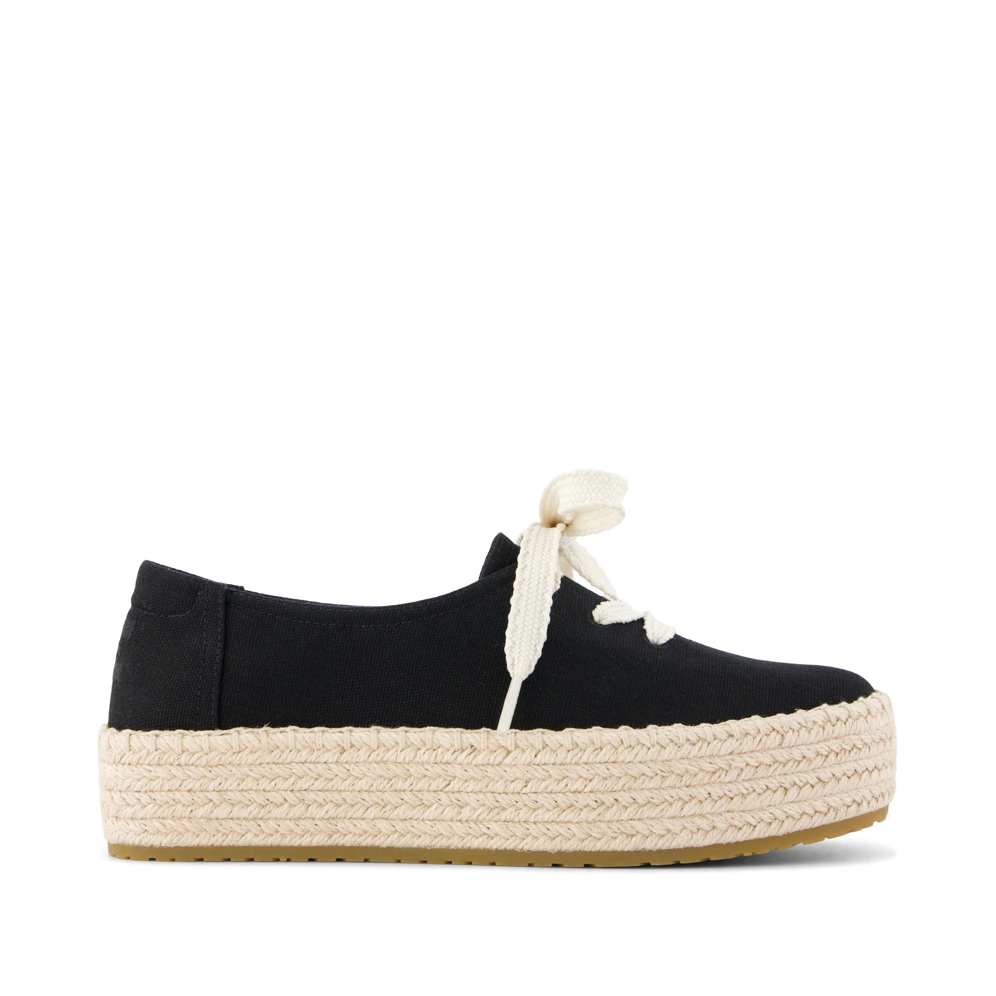 Toms Alpargatas de mujer Valencia de plataforma con cordones negro
