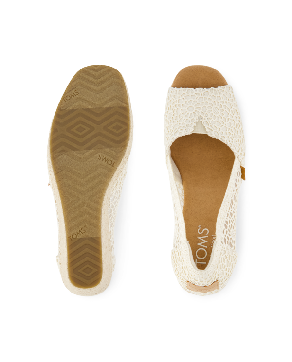 Sandalias con cuña de mujer crochet natural