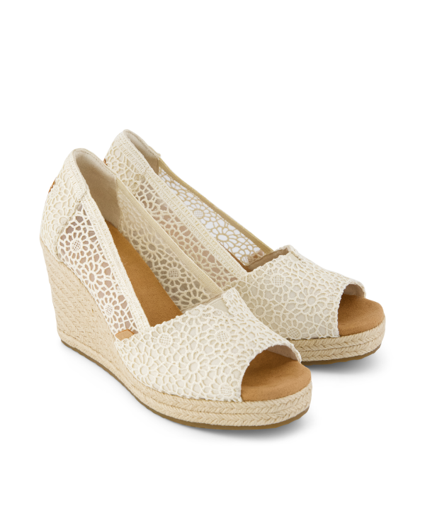 Sandalias con cuña de mujer crochet natural