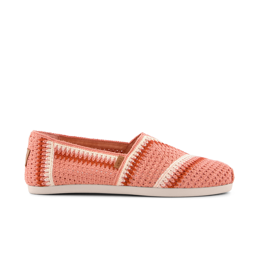 Toms Alpargatas de mujer clásica crochet rosa