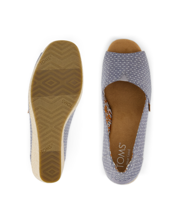 Sandalias con cuña de mujer azul
