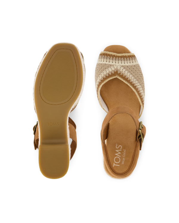 Sandalias de mujer Isla crochet marrón beige