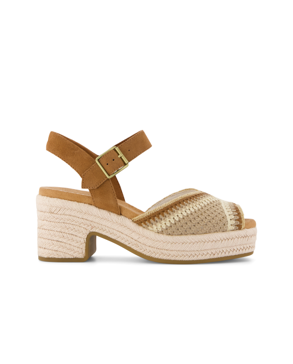 Sandalias de mujer Isla crochet marrón beige