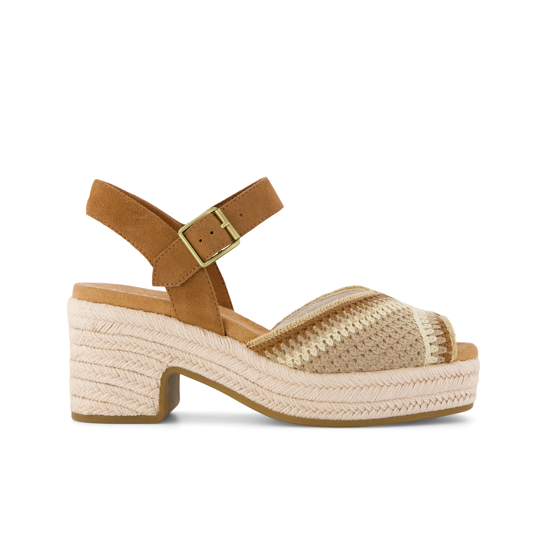 Toms Sandalias de mujer Isla crochet marrón beige
