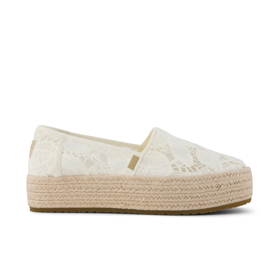 Toms Alpargatas de mujer Valencia crochet floral blanco