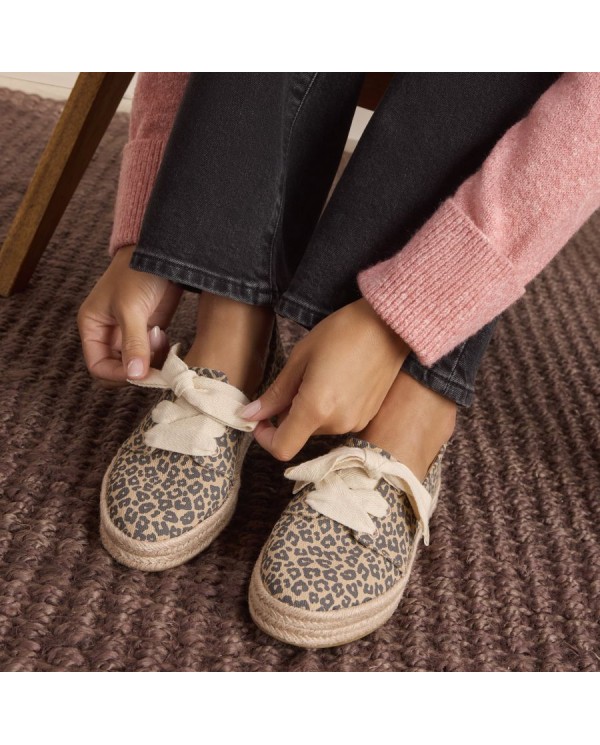 Alpargatas de mujer Carolina con lazada leopardo