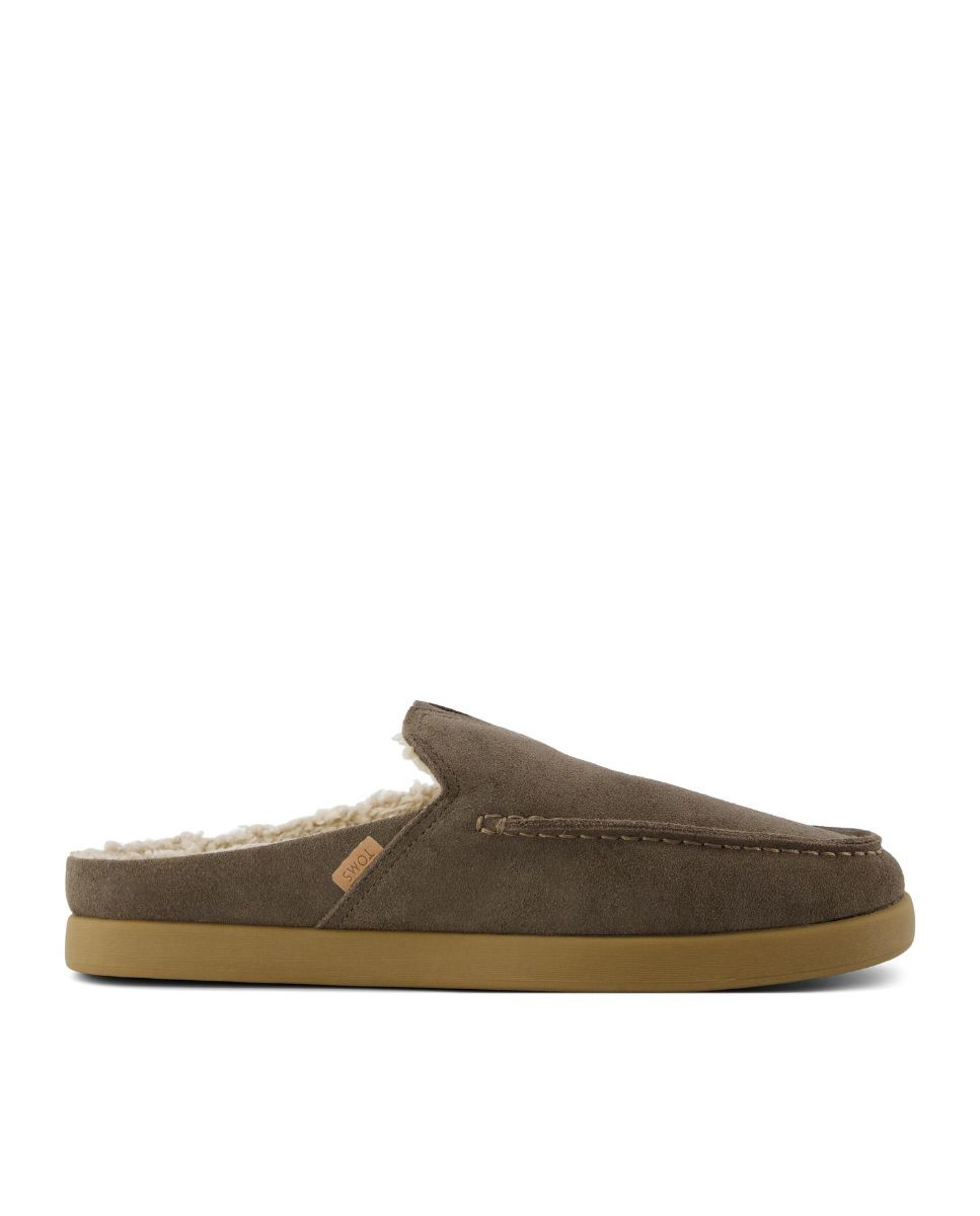 Toms Alpagatas mule de hombre Alonso ante con borreguito sintético verde militar